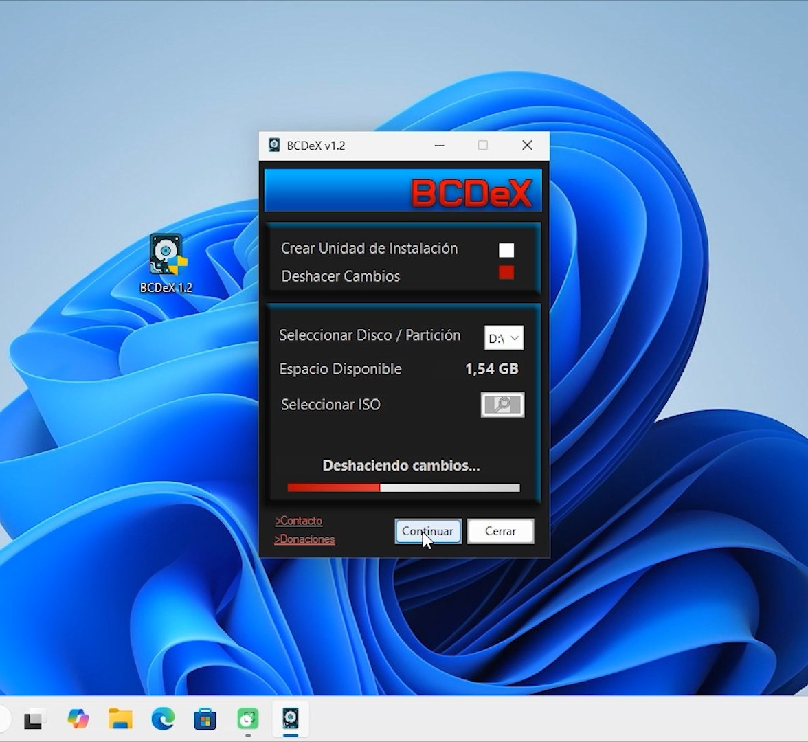 Proceso para deshacer cambios en BCDeX