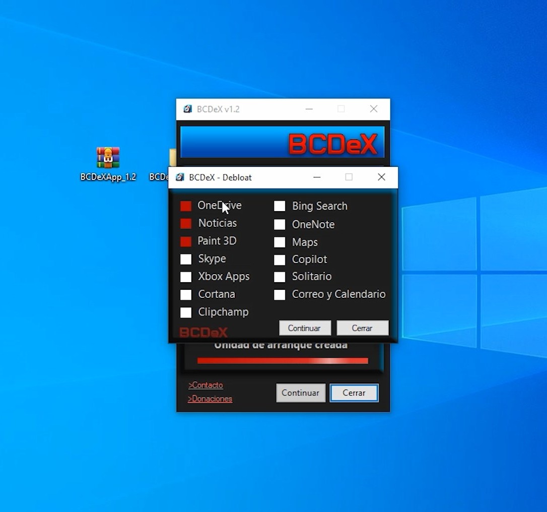 Ventana para desinstalar bloatware de Windows